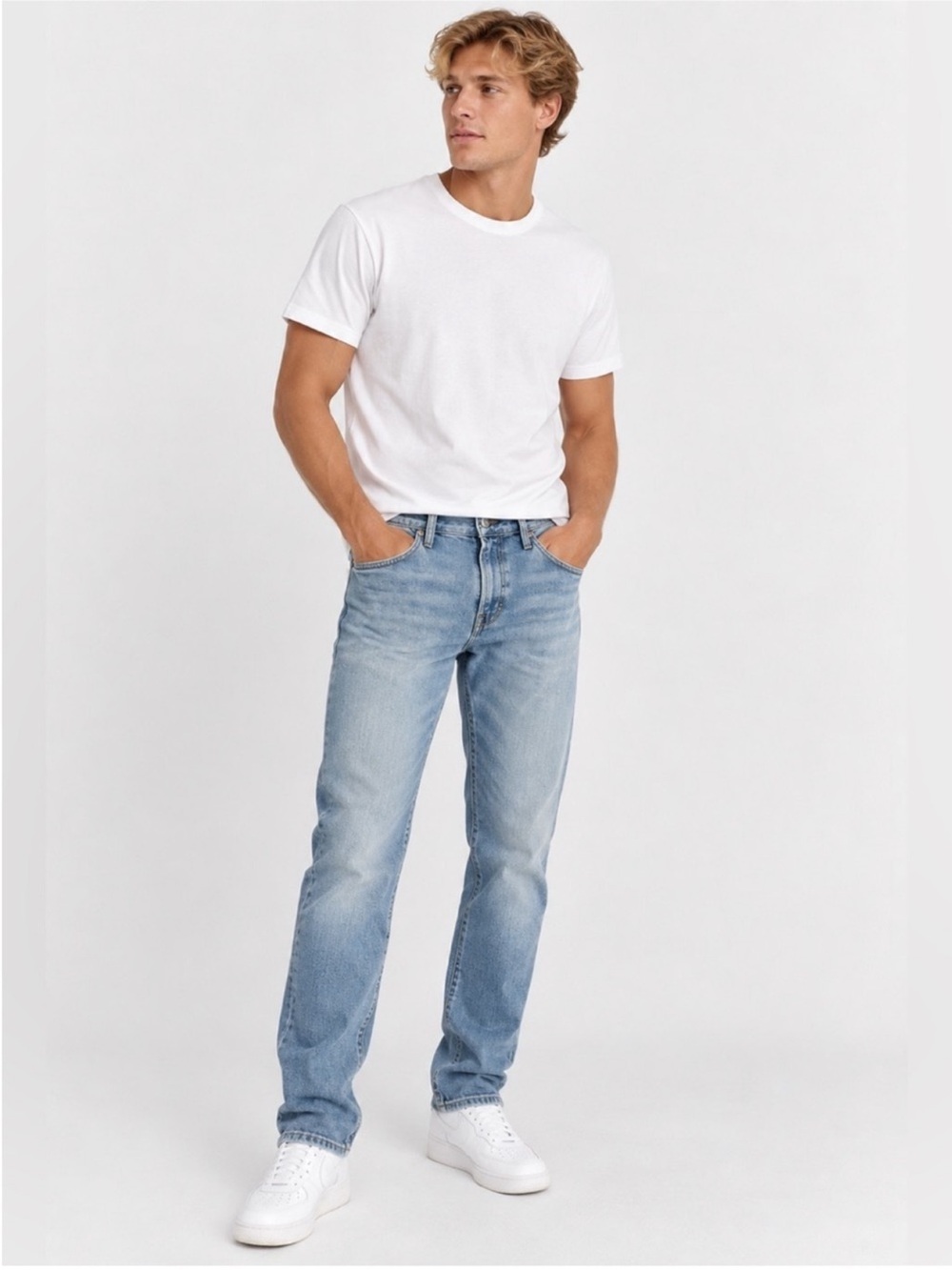 Guess Jeans Mens Lincoln Slim Straight Light Wash Jeans 32x30 Stretch Like New